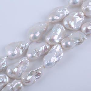 Collier et bracelet en perles blanches de grande taille Zhuji 14-18 mm, perles de culture d'eau douce naturelles, forme de pomme de terre, perles Keshi en vrac - Product Image 4