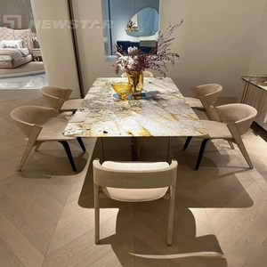 Bàn ăn sang trọng kiểu Ý hiện đại, bàn ăn Calacatta Viola cho nhà hàng khách sạn, bàn ăn cỡ lớn cho phòng ăn biệt thự khách sạn - Product Image 6