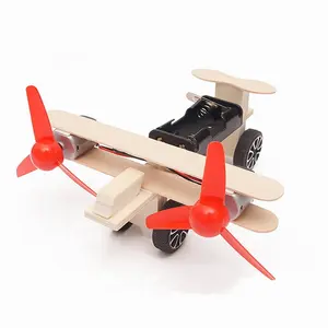 Children educational science assembly diy double biplane twin-engine glide aircraft toy