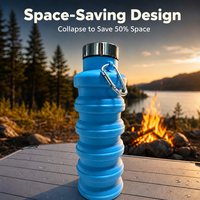 Bouteille d'eau en silicone durable, pliable, portable, tasse de sport, anti-fuite, gourde pliable pour l'alpinisme et la course à pied