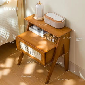 Mesita de noche de madera Mesita de noche de estilo italiano de lujo con cajón oculto Gabinete de almacenamiento - Product Image 4