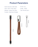 Kabel USB 25mm Android tipe-c, kabel pengisian daya USB tipe-c TPE/Zinc Alloy 2 in 1, Gantungan Kunci Mini mikro untuk ponsel