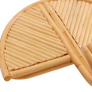 Porte-vêtements mural multifonctionnel en rotin vintage écologique, couleur naturelle, avec 5 crochets - Product Image 4