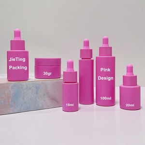 High Quality Frosted Cylinder Customized Essential Oil Serum Cosmetic 1oz Pink Glass <b>Dropper</b> <b>Bottle</b> 30ml with Paper Box - Product Image 1
