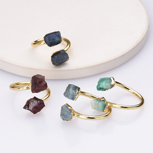 Healing pha lê Nhẫn đá tự nhiên màu xanh sapphire bán buôn mạ vàng có thể điều chỉnh 925 sterling Silver Birthstone Nhẫn - Product Image 3