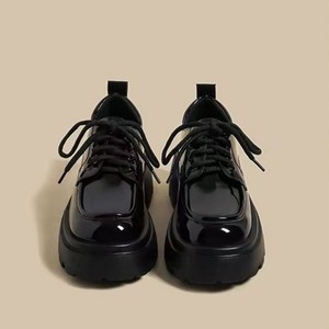 Women Breathable Lace up <b>Height</b> <b>Increasing</b> Single Shoes for Autumn Thick Soled Leather Platform Dress Shoes - Product Image 6