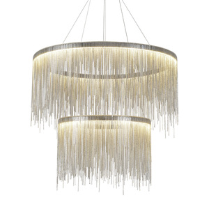 Modern Led <strong>Silver</strong> Metal Hanging Lamp Hotel Restaurant Contemporary Tassel <strong>Ceiling</strong> <strong>Light</strong> Dining Room Chandelier Pendant <strong>Lights</strong> - Product Image 5