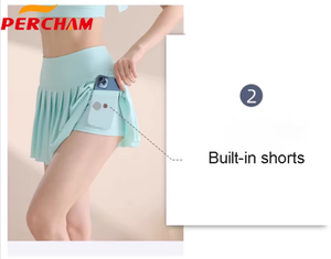 Benutzer definiertes Logo Tennis rock <span class=keywords><strong>2</strong></span>-teiliges Set Slim Fit Tennis rock mit hoher Taille und Handy tasche Outdoor Sport Tennis rock für Frauen - Product Image 3