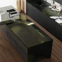 Marbre vert avocat naturel poli, pierre de luxe pour les murs de fond de villa, les escaliers, les îlots de cuisine, la décoration intérieure de la maison