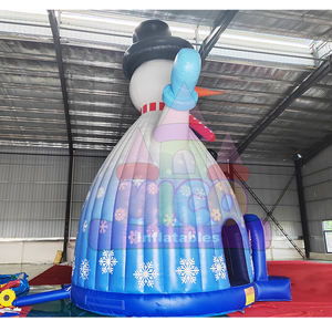 Castillo Inflable Gigante de Muñeco de Nieve Azul y Blanco, Marca MICO, Material de PVC, Capacidad de 300-500 kg, Uso Comercial en Interiores y Exteriores - Product Image 3