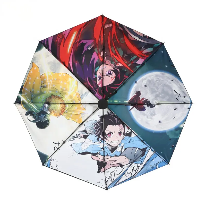 Anime Demon Slayer Automatic Folding Umbrella Kimetsu No Yaiba Kamado Tanjirou Cartoon Sun Protection Folding Umbrella