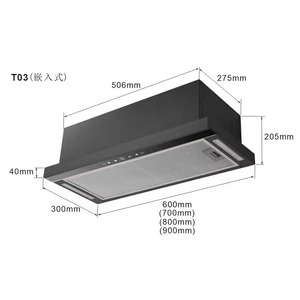 Campana extractora de <span class=keywords><strong>cocina</strong></span> empotrada <span class=keywords><strong>con</strong></span> control táctil, silenciosa, ultrafina, para el hogar - Product Image 3
