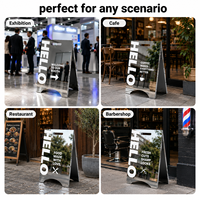 Support de signalisation publicitaire extérieur personnalisé en acier inoxydable, panneau de signalisation de trottoir en forme de A, miroir, panneau de signalisation en forme de A