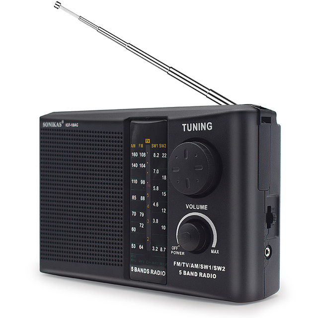 AM/FM/SW1/SW2/TV 5 BAND RADIO Portable Radio Transistor Radio Hight/Low Tone Mode, Big Speaker, AC Power
