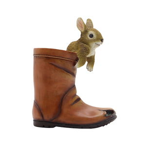 Custom Design Cute Rabbits Resin <strong>Cowboy</strong> <strong>Boot</strong> Vase <strong>Planter</strong>, Out Door Garden Decorations Polyresin Rabbit Animal <strong>Planter</strong> Flowerpot - Product Image 1