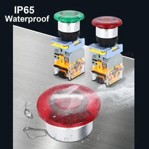 Interruptor de Botón Pulsador Tipo Hongo de 22mm con Retorno Automático y Luz LED para Equipos Mecánicos, Impermeable IP65 - Product Image 4