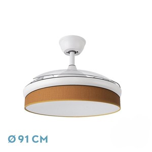 Ventilateur DC 72W, blanc/orange, 91cm, 3 pales, 7200lm, température de couleur 3000-4000-6000K, télécommande, fonction mémoire - Product Image 1