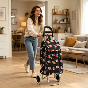New OEM Wholesale Shopping <b>Trolley</b> Cart Oxford Foldable Custom Shopping Cart with Seat - Product Image 6