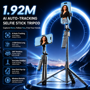Trípode Selfie Stick con Seguimiento Facial por IA, 1.92M de Largo, Estabilizador con Luz de Relleno, Rotación 360°, Antivibración, <span class=keywords><strong>para</strong></span> Transmisión en Vivo - Product Image 1