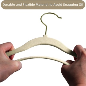 Duy nhất Tier Slim Rose Gold móc trẻ em móc nhựa với Non-Slip nhung đổ xô quần áo trẻ em móc cho tủ quần áo công cụ sử dụng - Product Image 4