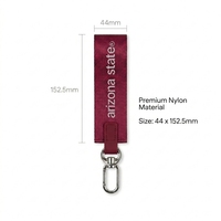 Lanière courte en nylon jacquard de haute qualité de 44 mm de large avec logo personnalisé, sangle de poignet avec grand crochet métallique et anneau plat pour clés