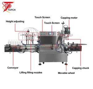 Máquina de llenado y sellado de botellas de jugo de leche y aceite de agua 6 Heatds Máquina de dosificación de líquidos automática de línea completa de agua