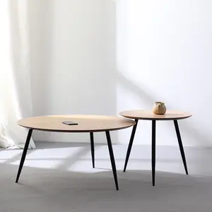 Madeira morden sala de estar móveis novo design redondo café mesa lateral para venda