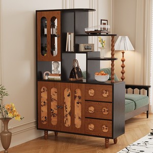 Mueble de entrada vintage Shulin, divisor de recibidor, mueble de madera multifuncional para sala de estar con puertas y cajones - Product Image 4