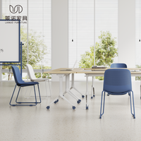 SK1293-2 Chaise de bureau réglable en hauteur avec cadre en fer et plastique coloré, empilable, pour formation, salle à manger, école moderne