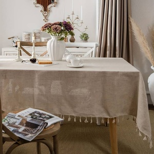 Pure <b>Linen</b> Farmhouse Tablecloth with Tassel for Wedding Home <b>Table</b> <b>Linen</b> Cotton 100% French Luxury Flax for Hotel Handmade Woven - Product Image 3