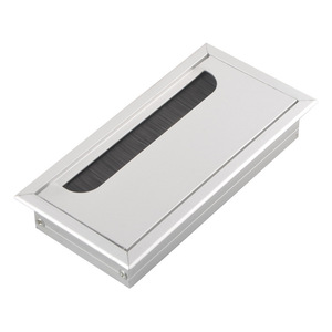 <b>Rectangle</b> Cable Management Box Aluminum Alloy Embedded Desk Cover With Brush Minimalist Design For Office Conference Table - Product Image 2