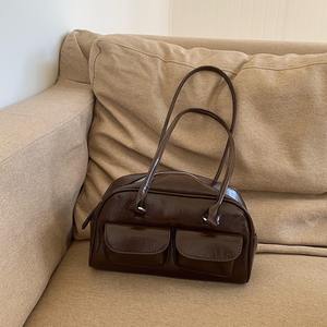 Suede <b>patchwork</b> bucket <b>bag</b>, ladies' large capacity shoulder <b>bag</b>, leather shoulder strap fashion women's <b>bag</b> - Product Image 6