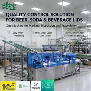Machine de marquage laser grande capacité pour boissons gazeuses : rejet automatique rapide et précis des codes manquants ou erronés sur les couvercles à ouverture facile - Product Image 1