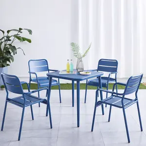 Fábrica en Stock de Patio al aire libre muebles Bistro mesa y silla conjunto de comedor de aluminio juegos de mesa para 4 Conjuntos de jardín
