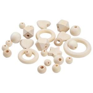 Wooden <b>Beads</b> Set 126Pcs Mixed Shapes Natural Color For Bracelet Making With Waxed <b>Thread</b> Bagged - Product Image 5
