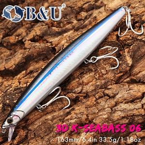 Esca Artificiale B&U JT31 163mm 33.5g Galleggiante 0.4-0.8m Stampata in 3D in Plastica ABS Rigida Tipo Minnow per Lago Fiume Acqua Salata Acqua Dolce Spigola Luccio - Product Image 1