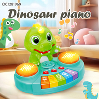Jouet musical éducatif pour bébé, instrument électronique lumineux en plastique avec sons d'animaux, clavier de piano de dessin animé, tambour à main