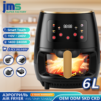 Nouveautés Friteuse à air électrique intelligente 6L 1400W avec écran tactile, sans huile, revêtement antiadhésif PTFE, protection contre la surchauffe, pour camping-car et usage domestique