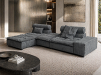 Minimalistisches Modulares Erweiterbares Ecksofa in Dunkelgrau aus Echtem Leder, L-förmiges Wohnzimmer-Set für Apartments