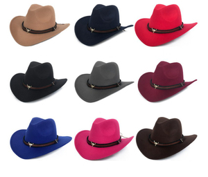 Toppa a testa di mucca <span class=keywords><strong>in</strong></span> metallo <span class=keywords><strong>cappelli</strong></span> Jazz di lana invernali per uomini e donne <span class=keywords><strong>in</strong></span> <span class=keywords><strong>feltro</strong></span> <span class=keywords><strong>cappelli</strong></span> da Cowboy <span class=keywords><strong>Stetson</strong></span> per Cowboy occidentali - Product Image 6