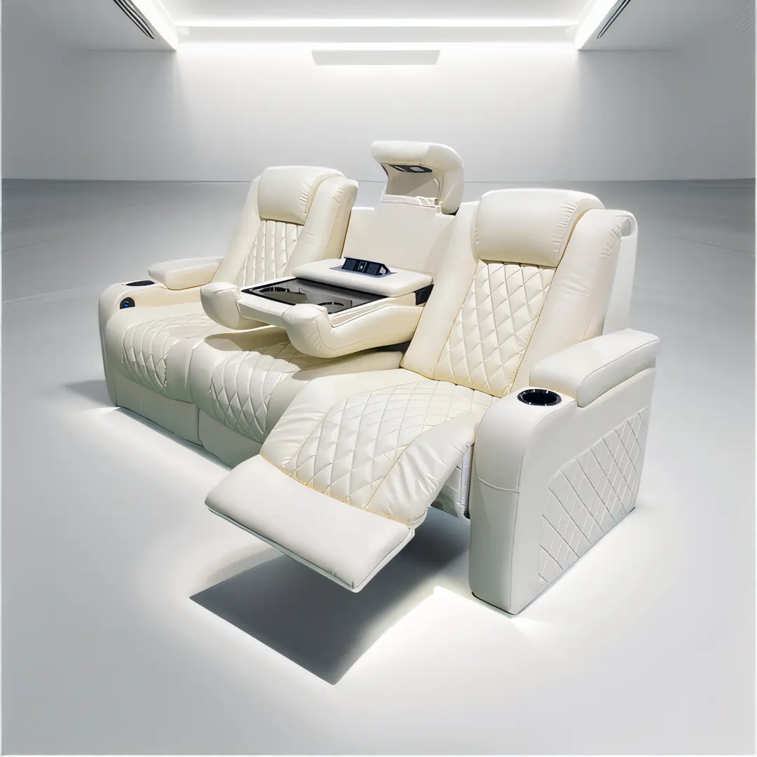 Ensemble de 3 places inclinable électrique, Table basse, chaises de cinéma à domicile, canapé avec Micro-Fiber de cuir