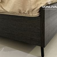 Lit double de luxe Vonliva, cadre de lit King/Queen avec rangement, design moderne personnalisable, revêtement en lin, garantie de 2 ans