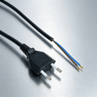 Cable de Alimentación VDE EU de Dos Puntas H03VVH2-F, Enchufe de 2 Pines, 10 2.5A 250V, Cable Desforrable Hembra para Electrodomésticos, Cable de Extensión