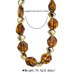 카이메이 <span class=keywords><strong>2026</strong></span> 패션 주얼리 뉴 레트로 트렌드 컬러 비즈 목걸이 럭셔리 하이엔드 레진 초커 골드 목걸이 여성용 - Product Image 6
