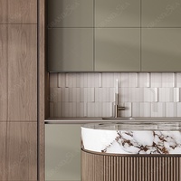 Ensemble d'unités de cuisine de luxe en contreplaqué à surface solide, meuble d'angle moderne, armoire murale de cuisine avec système de levage