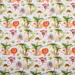 Custom Design Animal Coconut Tree Digital Print Knit French Terry 100 Combed Cotton Fabric Wholesale