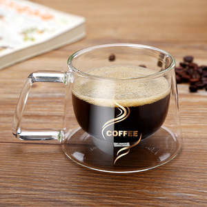 Tazza Personalizzata con Logo 200ml Resistente al Calore e al Freddo Tazza da <span class=keywords><strong>Caffè</strong></span> <span class=keywords><strong>Espresso</strong></span> in Vetro a Doppia Parete con Manico - Product Image 2