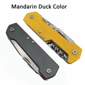 Couteau multifonction rose Mandarin <span class=keywords><strong>Duck</strong></span> avec manche en aluminium, lame en acier inoxydable, mousqueton et tire-bouchon pour activités de plein air - Product Image 3