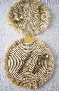 Salvamantel Ecológico de Pasto Marino Hecho a Mano, Redondo, Tejido, con Flecos, para Decoración de Cocina Rústica - Product Image 2