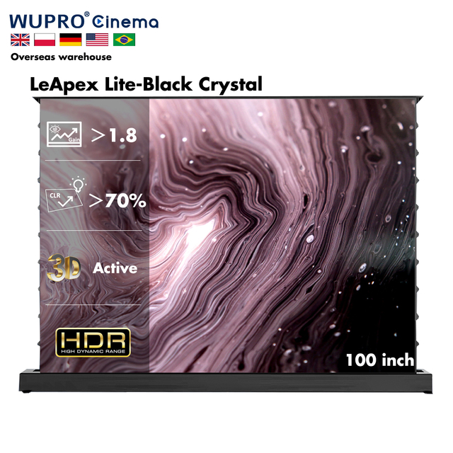 EU in Stock Wupro/OEM 100inch ALR Projection Screen 3D 4K UHD 16:9 Anti Light Motorized Electric Floor Rising Projector Screen